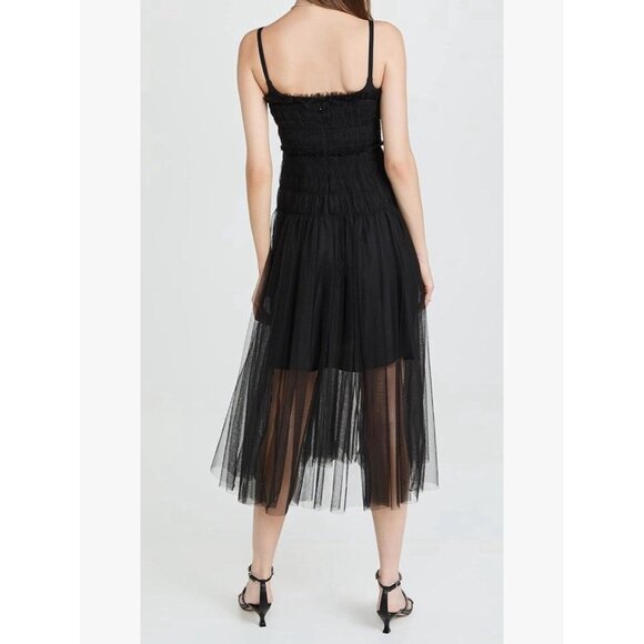 Rebecca Taylor Tulle Sleeveless Midi Dress In Black Size 10 $495 Retail - Picture 3 of 14